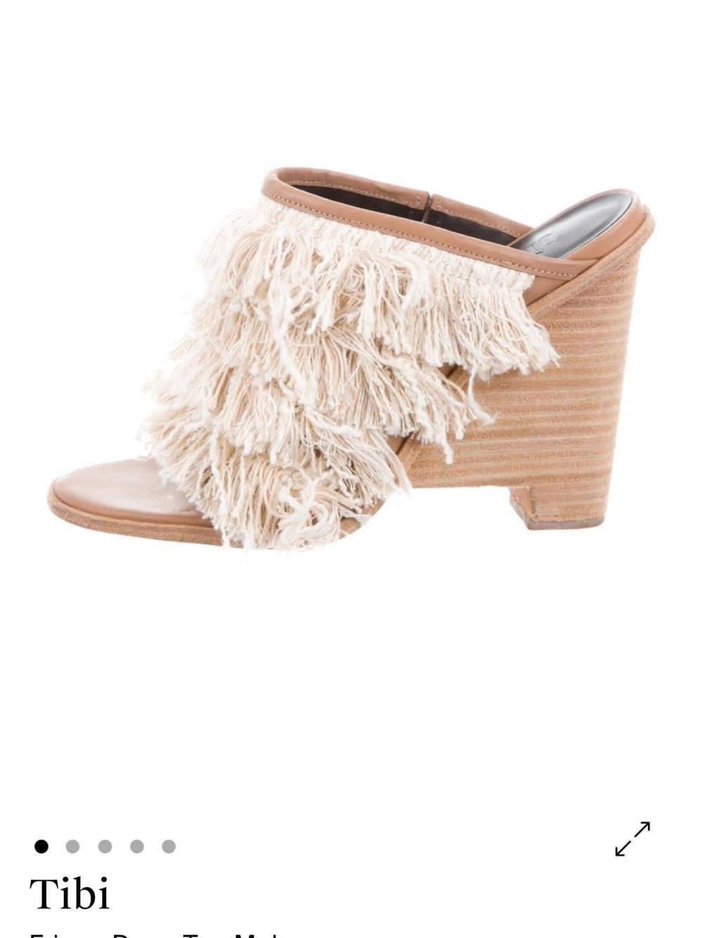 Tibi Ophelie fringe mules in cream